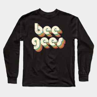 Vintage Bee  Rainbow Letters Distressed Style Long Sleeve T-Shirt